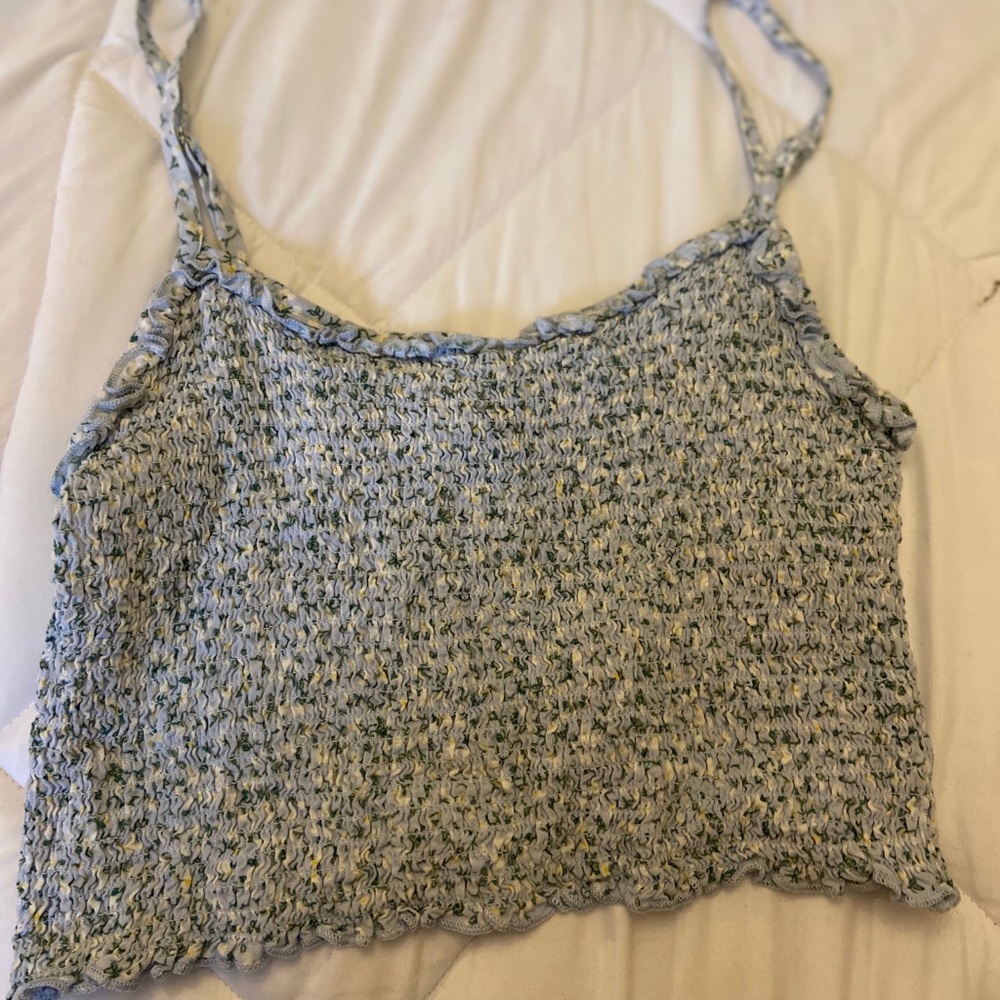 Blue cropped tank top, size M